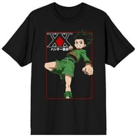 Hunter Hunter Gon Freecss Punch i Kanji logo Muška crna majica-Medium