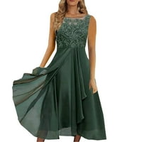 Hanzidakd Plus Veličina Svečane haljine Ženski šifon patchwork okrugli vrat Sequin Print Maxi suknja