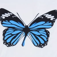 Žene hladno rame leptir print kratkih rukava plus majica majica