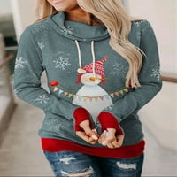 Ženska sretan božićni duks slatki snježni pahuljica košulja za printu zimske okrugle vrat dugih rukava,