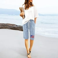 Riforla Women Hlače Žene Cvjetni print Ljeto Kartovine Kratke hlače Plaža Pamučne hlače Džep sa vježbama