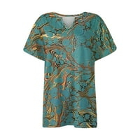 GDFUN Ženske plus veličine ljetne latice majice majice Ležerne prilike sa labavim ispisanim V majice