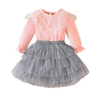 Durtebeua Baby Girl Outfit Jesen Zimske odjeće Dugih rukava Top suknje Set 12- mjeseci