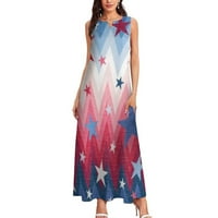 Royallove Ljetna haljina Američka zastava Maxi haljina za žene Ležerne prilike ljeto bez rukava bez