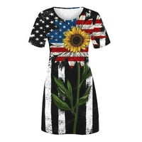 Bvnarty ženska moderna patriotska neovisnost Mini haljina američka zastava uzorak rezervoarske haljine