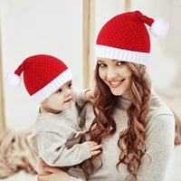 Cherryhome Stretchy Santa Hat Božićni santa šešir sa plišanim kugličnim dekorom Meka debela pletena
