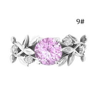 Prozirni cvjetni dijamantni ženski prstenovi srebrni vinovi cvijet poklon vjenčani list prstenovi