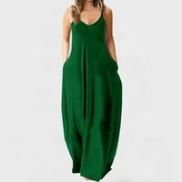 Žene plus veličina Ženska ljetna udobna modna casual bez rukava s vitka haljina zelena