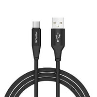 Premium pletenica 10FT dugačka tipa USB žičana žičana žica USB-C podaci [podržava brz naboj] crni B8P