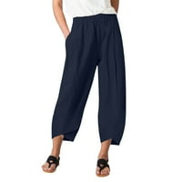 Pantalone za žene svakodnevno casual osam duljina džepova elastične strugovelidne hlače u boji