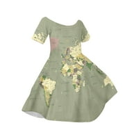 Ljetne haljine za djevojčice Toddler kratkih rukava kratkih rukava, haljina za ispis haljine za 10 godina