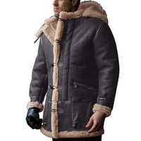 Muška jakna Fleece Fleece Fleece sa gumbom za haubice duže zimski kaputi sa Sherpa obloženi toplim rukom