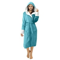 SunhillsGrace Plus size Kaputi za žene posadu izrez zimski plišani pukne šal kupatilo kućna odjeća s