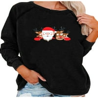 Ženski Božić Santa Claus Print Xmas Bluza Majica Tors Okrugli izrez Bager Labavi Ležerni pulover Dukserice