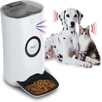 Rosewill Automatski dozir hrane za kućne ljubimce za mačku ili psa, do 6. Lbs suve hrane s alarmom, kontrolom dijela i diktafona, programibilan, USB i baterija, bijela -