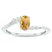 Ženski citrinski i dijamantski tierra prsten u bijelom zlatu od 10k