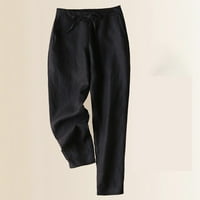 Capris za žene Ležerne ljetne posteljine obrezane hlače široka noga plus veličine kapris sa džepovima