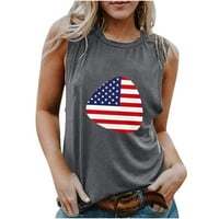 Ženski spremnik s V-izrezom bez rukava 4. srpnja prsluk ljetni prsluk bluza na vrhu Amerike Dan nezavisnosti