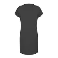 Haljine za žene plus veličine ženski poklopac posade vrat kratki rukav čvrsti povremeni ležerne haljine srednjeg duljine haljine sive xl