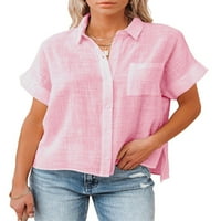 LUMENTO DAME vrhovi bluza za bluzu za vrat majice dolje majice udobna tunika košulja prozračna kratka
