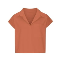 Žene Ljetni vrhovi Clearence Woman Causa Pocket Solid bluza Kratki rukav Ogrlica za ovratnik nariv