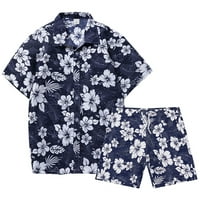 Elneeya Fashion Muška majica Kratke hlače za kratke hlače Ljeto Rever Muški odijelo Havajski print kratkih