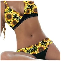 Ženska ljetna modna seksi ispisana V-izrez Halter Bikini kupaći kostimi Chmora