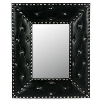 Crni pravokutnik ukrasni zid viseći ogledalo, ukras zakovice, PU prekriveni MDF uramljeni ogledalo za
