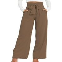 Leuncero dame casual uredske hlače luk visoke struine pantalone obične čvrste boje dna gkjl048-khaki