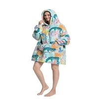 SDGHG roditelj-dijete zimski noćni haljini, crtani uzorak s dugim rukavima plišane jednodijelne pidžame