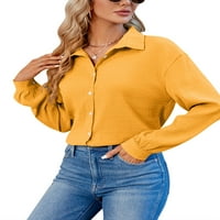 Pudcoco ženska ležerna majica Solid Boja dugmeta s dugim rukavima Cardigan casual vrhovi