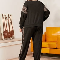 Uorcsa Womens setovi labavi modni casual dugih rukava dugim duksericama dukserice bluza crna veličina