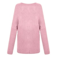 Meichang V džemperi za izrez za žene Ležerne duge rukave s dugim rukavima mekani labavi fit pleteni pulover za mršavljenje
