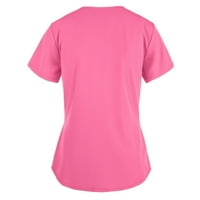 Ženske košulje Žene kratki rukav V-izrez V-izrez Radni džepni bluza u boji Pink XXXL