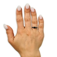 Black Diamond Wedding Ring - Titanium Wedding Ring - Solitaire Vjenčani prsten - Angažov prsten, 7.75