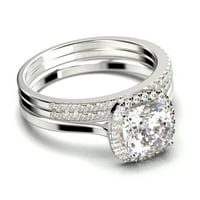 Zasljepljujući halo 2. Carat jastuk za rezanje dijamantskih moissanite zaručni prsten, vjenčani prsten,