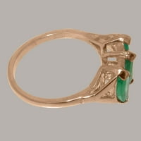 Britanska napravljena 9k ruža zlata prirodna smaragdna ženska trilogijska prstena - Opcije veličine