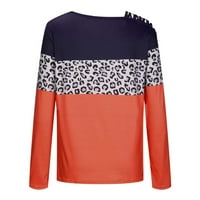 Ženske boje blok Ležerne majice Hladno ramena Leopard Leopard Bluze Loose Fit Fashion Izlasci na vrhu