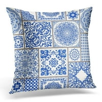 Patchwork sa viktorijanskim motivima Majolica Pottery plavi i bijeli Azulejo Originalni tradicionalni portugalski jastuk za bacanje jastuk za jastuk