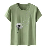 Majica Dyfzdhu za žene Dandelion Ispis uzorak okrugli vrat majica kratkih rukava