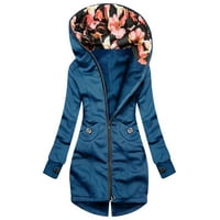 Ženska modna cvjetna jakna za tisak Zipper džepni duks dugih rukava COT6SL4883501