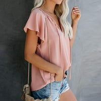 Košulje za žene Žene Ležerne prilike modne šifon od tiskane kratkih rukava s labavom majicom Pink XXL
