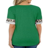 Pfysire ženska cvjetna print kratkih rukava majica za bluzu za vrat izreza na vrhu zelena m