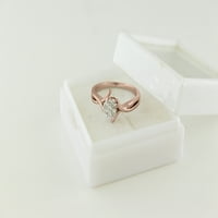 10k Rose Gold Carat Okrugli rez prirodni bijeli dijamantski rub obećaj zaručnički prsten za žene vjenčani rođendanski prsten veličine-6