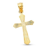 Cross Charm Diamond Cut Religiozni žig Crucifi Firens Solid Christian Privjesak 14k Žuto zlato Isus