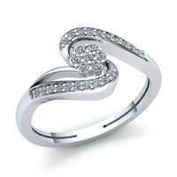 Prirodno 0.25ct okrugli rez Diamond Dame Bridal Cvjetni angažman Fancy Ring Solid 18k ruža, bijela ili žuta zlato F VS1