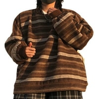 Nokiwiqis Ženski prugasti džemper, pulover sa dugim rukavima sa džepom