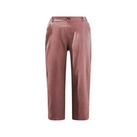 Shomport Capris hlače za žene visoki struk ravno ležerne ljetne hlače pamučne pamote pamučne posteljine