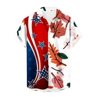 Odeerbi 4. jula Patriotska havajska košulja za muškarce Ležerne prilike modne ovratnike na vrhu tiskane