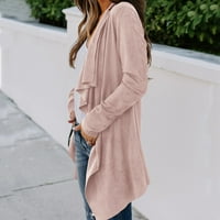 Ženski kardigan plus veličine pamučni kaput džemper ružičasti m